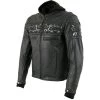 Leather Motorcycle Jackets Xelement XS1504 Men's ‘Futile’ Black Leather Hooded Jacket With Reflective Skulls