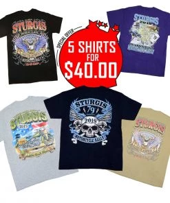 Biker Clothing Co. XS16001 Men’s 2019 ‘Sturgis’ Assorted 5 Shirts For $40.00 T-Shirts