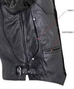 Xelement XS1927 Men's'Road King' Black Leather Biker Vest Motorcycle Vests