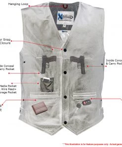 Xelement XS1927 Men's'Road King' Black Leather Biker Vest Motorcycle Vests