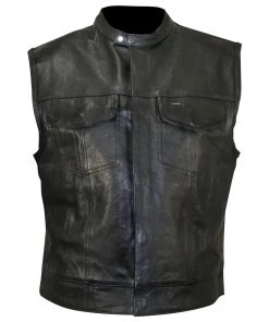 Xelement XS1937 Men's 'Quick Draw' Black Leather Motorcycle Vest Motorcycle Vests