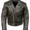 Genuine Leather XS2010 Classic Black Toddlers Motorcycle Leather Jacket