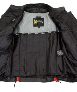 Leather Motorcycle Jackets Xelement XS2029 Women's'Gemma' Black And Red Leather Embroidered Jacket With X-Armor