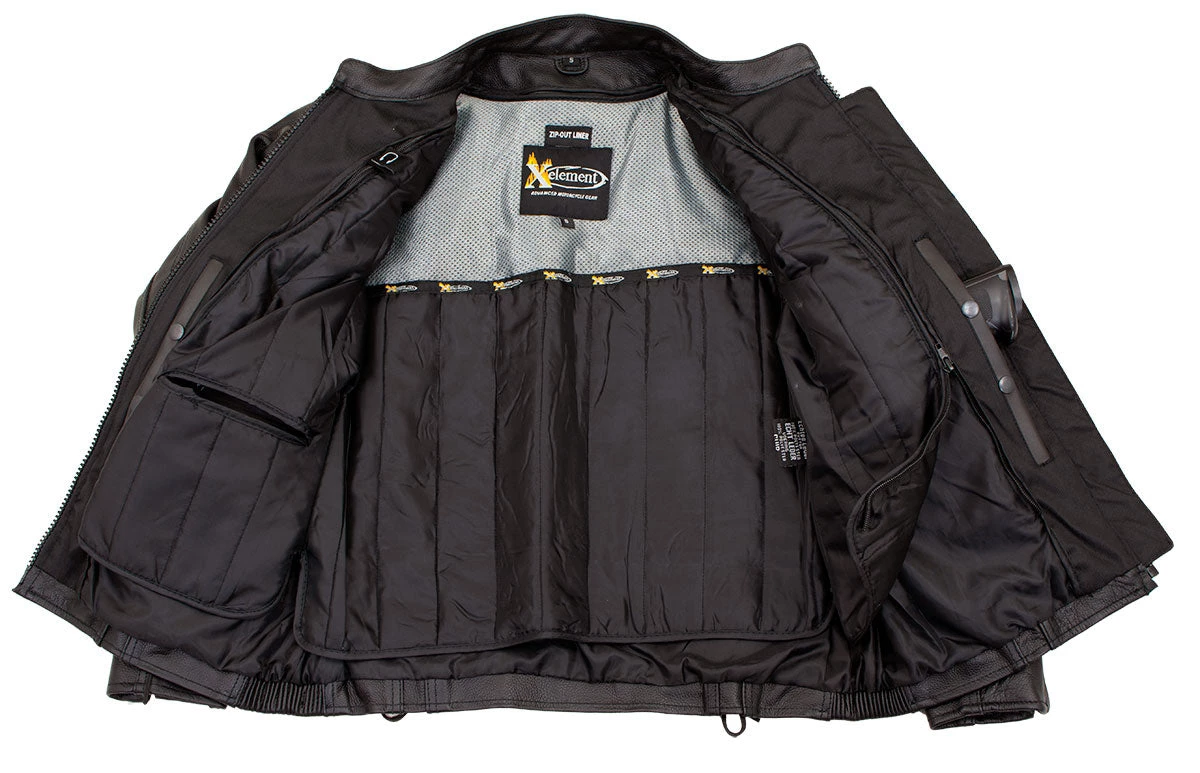 Xelement XS2030 Women's 'Gemma' Solid Black Leather Embroidered Jacket With X-Armor Protection