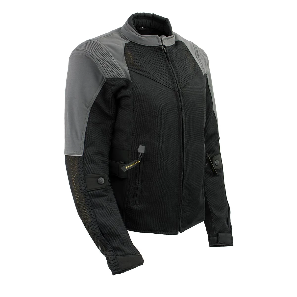 Xelement 'Gold Series' XS22007 Ladies 'Be Cool' Black With Grey Textile And Soft-Shell Motorcycle Jacket With X-Armor Motorcycle Jackets