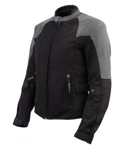 Xelement'Gold Series' XS22007 Ladies'Be Cool' Black With Grey Textile And Soft-Shell Motorcycle Jacket With X-Armor Motorcycle Jackets