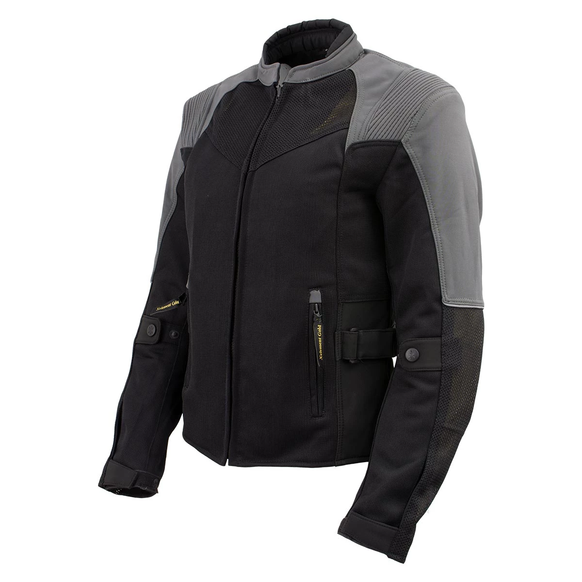 Xelement 'Gold Series' XS22007 Ladies 'Be Cool' Black With Grey Textile And Soft-Shell Motorcycle Jacket With X-Armor Motorcycle Jackets