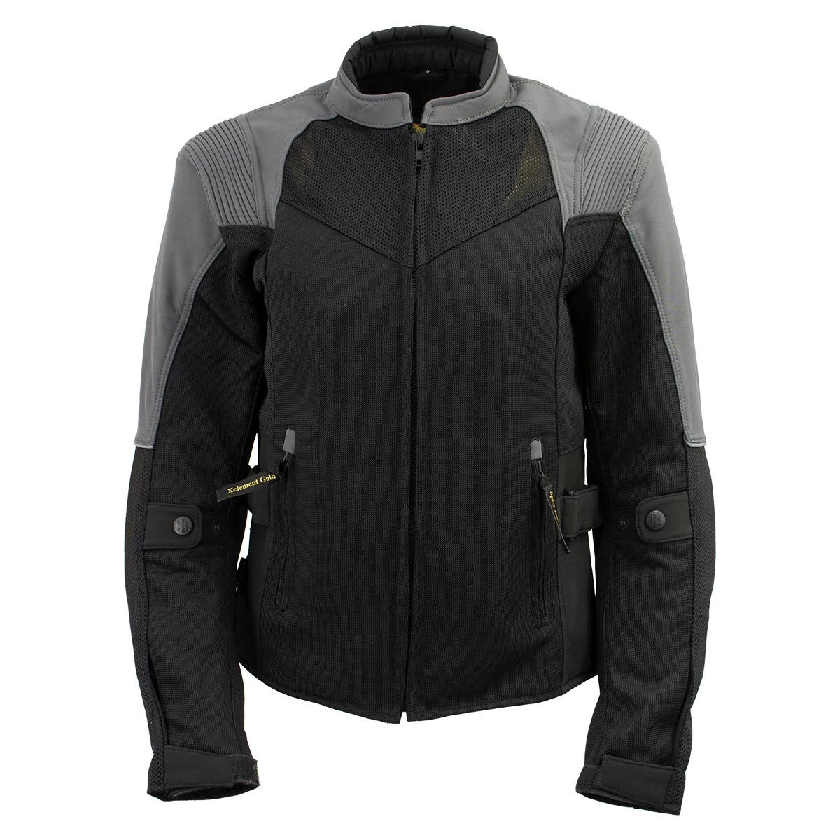 Xelement 'Gold Series' XS22007 Ladies 'Be Cool' Black With Grey Textile And Soft-Shell Motorcycle Jacket With X-Armor Motorcycle Jackets