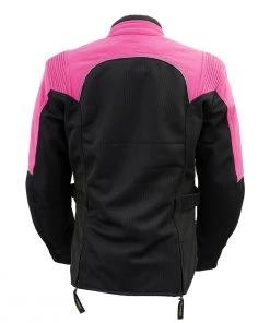 Xelement 'Gold Series' XS22009 Ladies 'Be Cool' Black With Fuchsia Textile And Soft-Shell Motorcycle Jacket With X-Armor