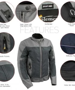 Motorcycle Jackets Xelement XS22012 Ladies'Shade' Grey Textile And Mesh Scooter Jacket With X-Armor