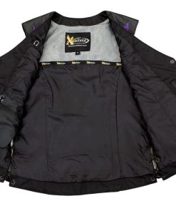 Xelement XS24005 Ladies ‘Gemma’ Black And Purple Leather Vest With Side Lace Adjustment Motorcycle Vests