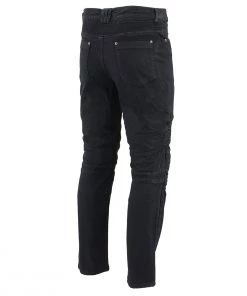 Genuine Leather Motorcycle Pants & Chaps Men’s XS2822 Black Denim Motorcycle Pants With CE Approved Armor