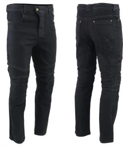 Genuine Leather Motorcycle Pants & Chaps Men’s XS2822 Black Denim Motorcycle Pants With CE Approved Armor