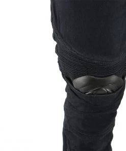 Genuine Leather Motorcycle Pants & Chaps Men’s XS2822 Black Denim Motorcycle Pants With CE Approved Armor