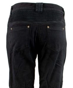 Genuine Leather Ladies XS2823 Black Denim Motorcycle Pants With CE Approved Armor