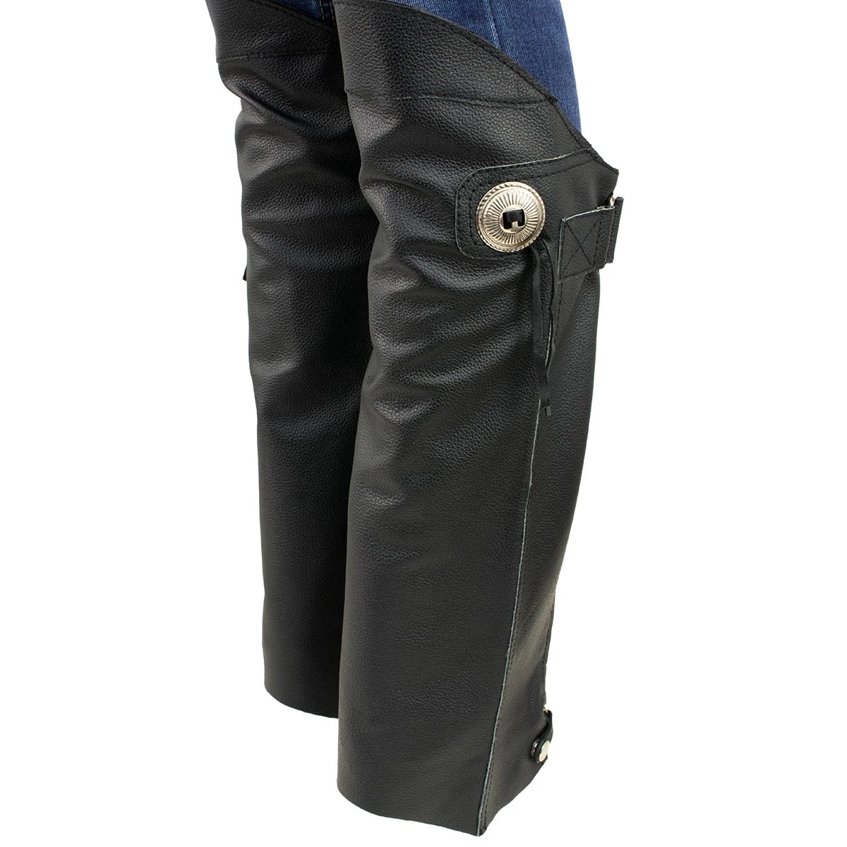 Xelement XS300 Women's Black Leather Half Chaps With Conchos Motorycle Pants & Chaps