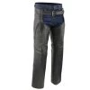 Genuine Leather Men's XS301 Black Deep Pocket Premium Leather Motorcycle Chaps Motorcycle Pants & Chaps