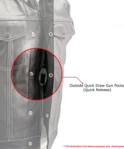 Xelement XS3450 Men's'Paisley' Black Leather Motorcycle Vest With White Stitching