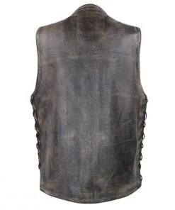 Xelement XS3540 Men's 'Wreck' Distressed Brown Multi-Pocket Leather Vest