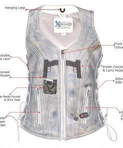 Xelement XS3900 Ladies 'Bella' Distress Brown Leather Vest With Side Laces