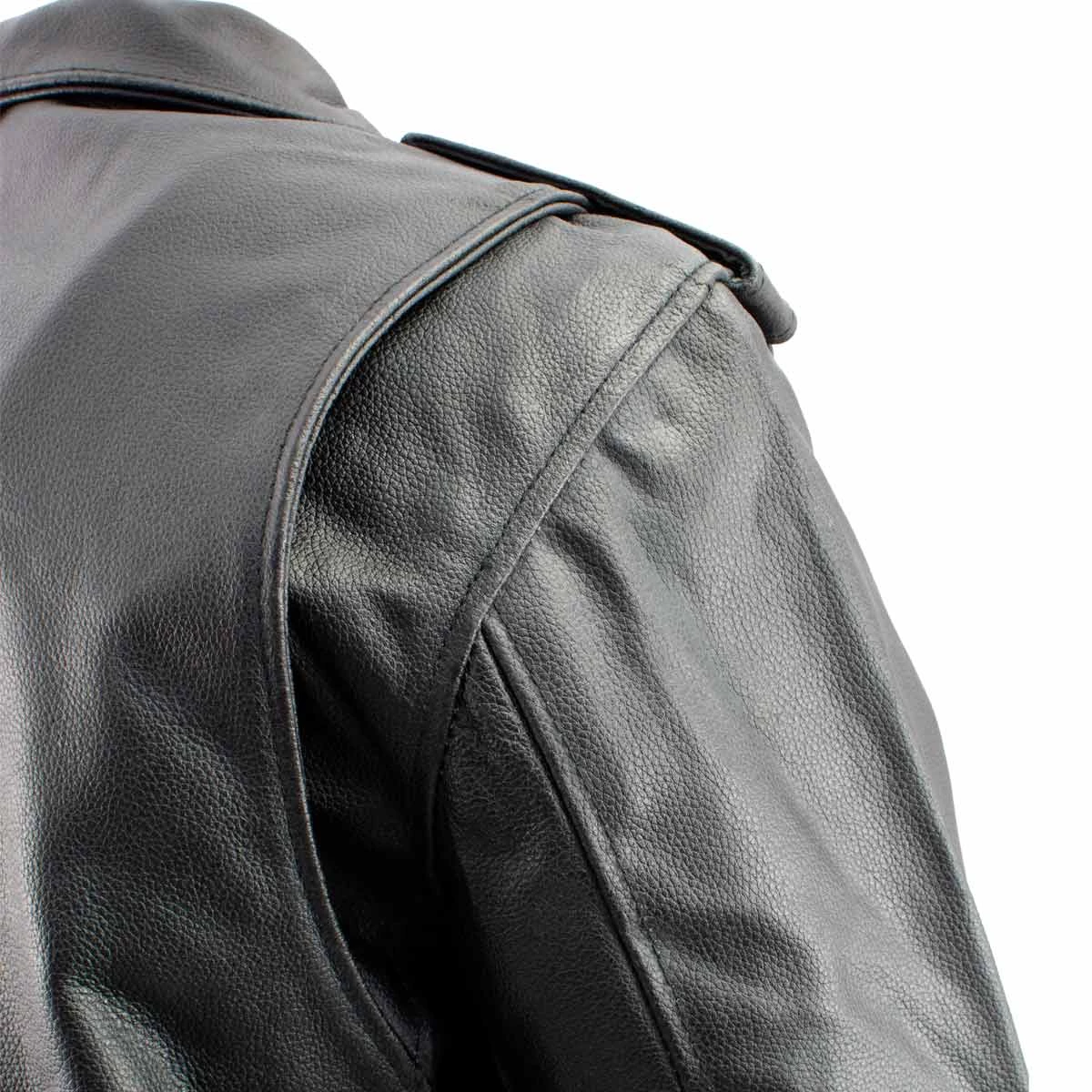 Genuine Leather Leather Motorcycle Jackets Men's XS400 Black Classic Side Lace Police Style Motorcycle Jacket