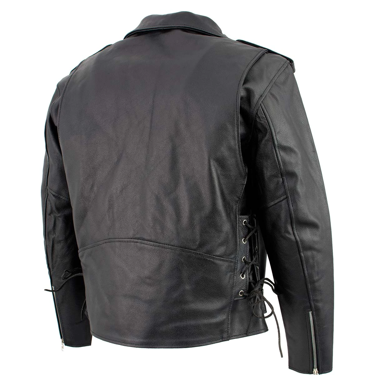 Genuine Leather Leather Motorcycle Jackets Men's XS400 Black Classic Side Lace Police Style Motorcycle Jacket