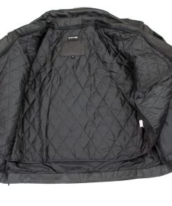 Genuine Leather Leather Motorcycle Jackets Men's XS400 Black Classic Side Lace Police Style Motorcycle Jacket