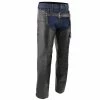 Genuine Leather Motorcycle Pants & Chaps Men's XS401 Classic Black Leather Motorcycle Chaps With Outside Flap Pocket