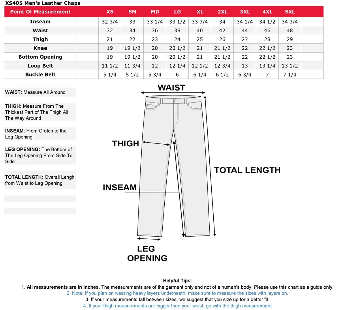 Genuine Leather Motorcycle Pants & Chaps Men's XS43401 Black Thermal Lined 3 Pocket Leather Motorcycle Chaps