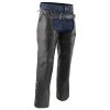 Genuine Leather Men's XS43404 3-Pocket Black Thermal Lined Leather Motorcycle Chaps