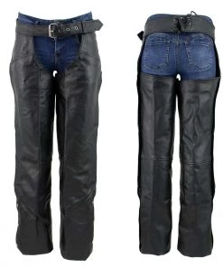 Genuine Leather Unisex XS462 Tall-Size Black Thermal Lined Leather Motorcycle Chaps Motorcycle Pants & Chaps