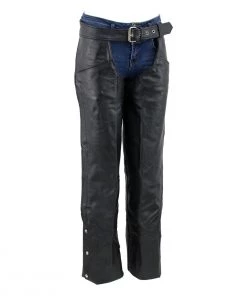 Genuine Leather Unisex XS462 Tall-Size Black Thermal Lined Leather Motorcycle Chaps Motorcycle Pants & Chaps