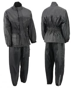 NexGen Ladies XS5001 Black Water Proof Rain Suit With Reflective Piping Rain Gear