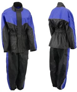 NexGen Ladies XS5001 Black And Blue Water Proof Rain Suit With Reflective Piping Rain Gear