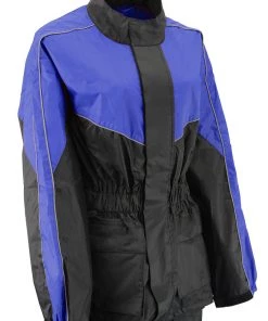 NexGen Ladies XS5001 Black And Blue Water Proof Rain Suit With Reflective Piping Rain Gear
