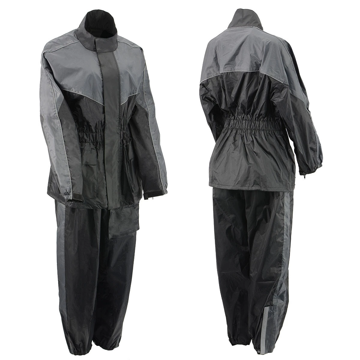 NexGen Ladies XS5001 Black And Grey Water Proof Rain Suit With Reflective Piping Rain Gear