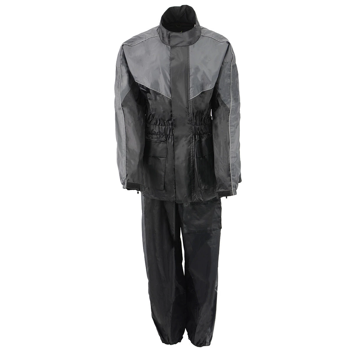 NexGen Ladies XS5001 Black And Grey Water Proof Rain Suit With Reflective Piping Rain Gear