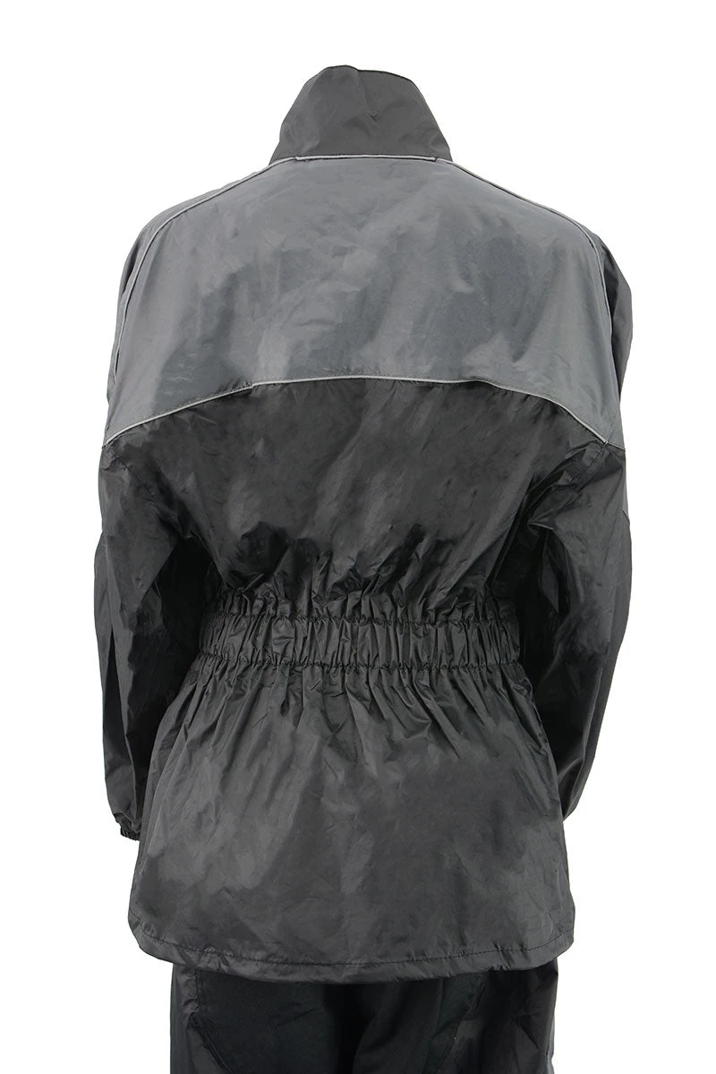 NexGen Ladies XS5001 Black And Grey Water Proof Rain Suit With Reflective Piping Rain Gear