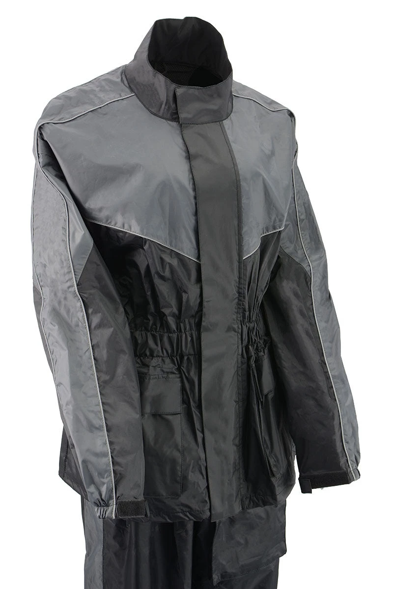 NexGen Ladies XS5001 Black And Grey Water Proof Rain Suit With Reflective Piping Rain Gear