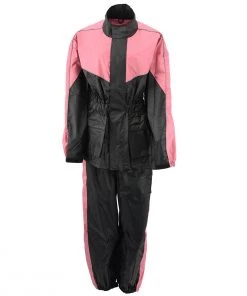 NexGen Ladies XS5001 Black And Pink Water Proof Rain Suit With Reflective Piping