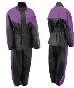 NexGen Ladies XS5001 Black And Purple Water Proof Rain Suit With Reflective Piping Rain Gear
