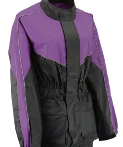 NexGen Ladies XS5001 Black And Purple Water Proof Rain Suit With Reflective Piping Rain Gear