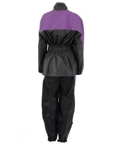 NexGen Ladies XS5001 Black And Purple Water Proof Rain Suit With Reflective Piping Rain Gear