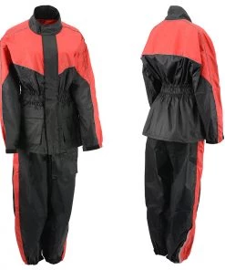NexGen Ladies XS5001 Black And Red Water Proof Rain Suit With Reflective Piping
