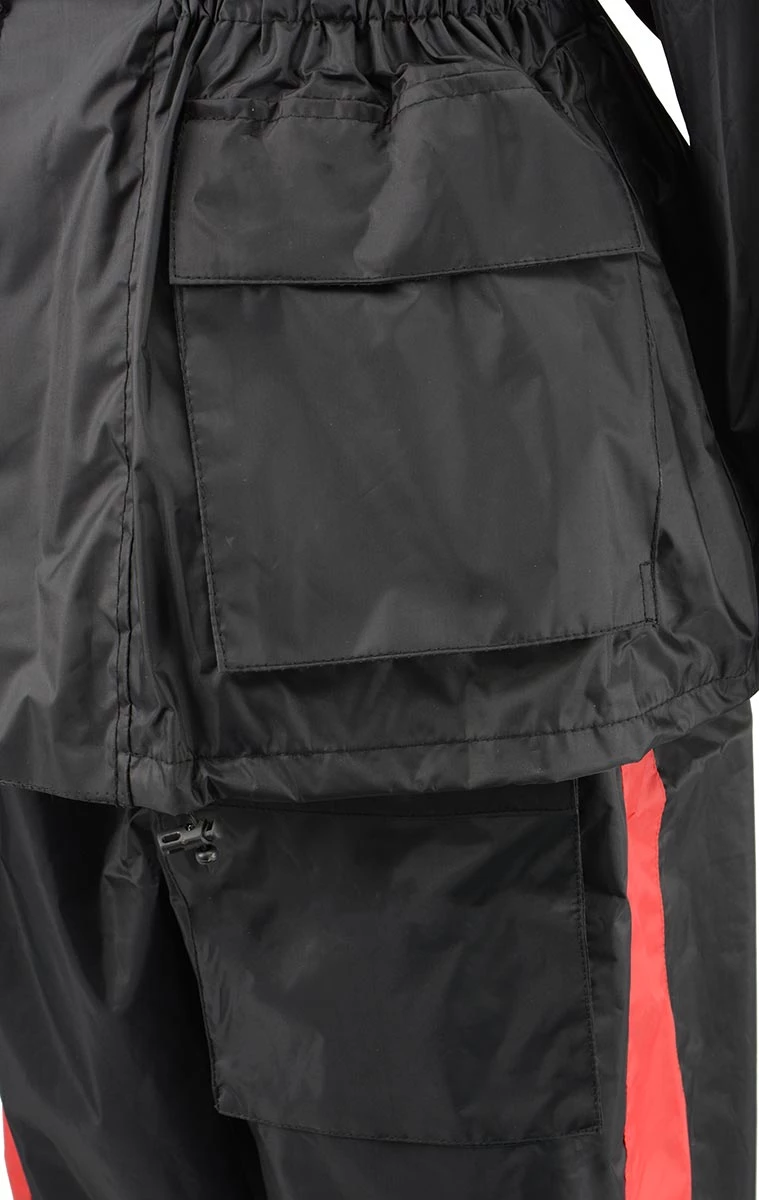 NexGen Ladies XS5001 Black And Red Water Proof Rain Suit With Reflective Piping