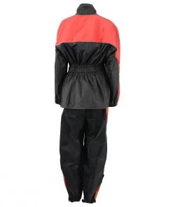 NexGen Ladies XS5001 Black And Red Water Proof Rain Suit With Reflective Piping
