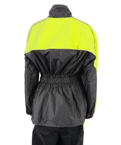 Rain Gear NexGen Ladies XS5001 Black And Hi-Vis Yellow Water Proof Rain Suit With Reflective Piping