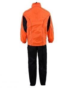 Riding Gear NexGen Men’s XS5020 Orange And Black Hooded Hi Visibility Water Proof Rain Suit With Reflective Piping