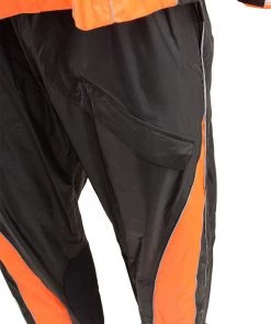 Riding Gear NexGen Men’s XS5020 Orange And Black Hooded Hi Visibility Water Proof Rain Suit With Reflective Piping