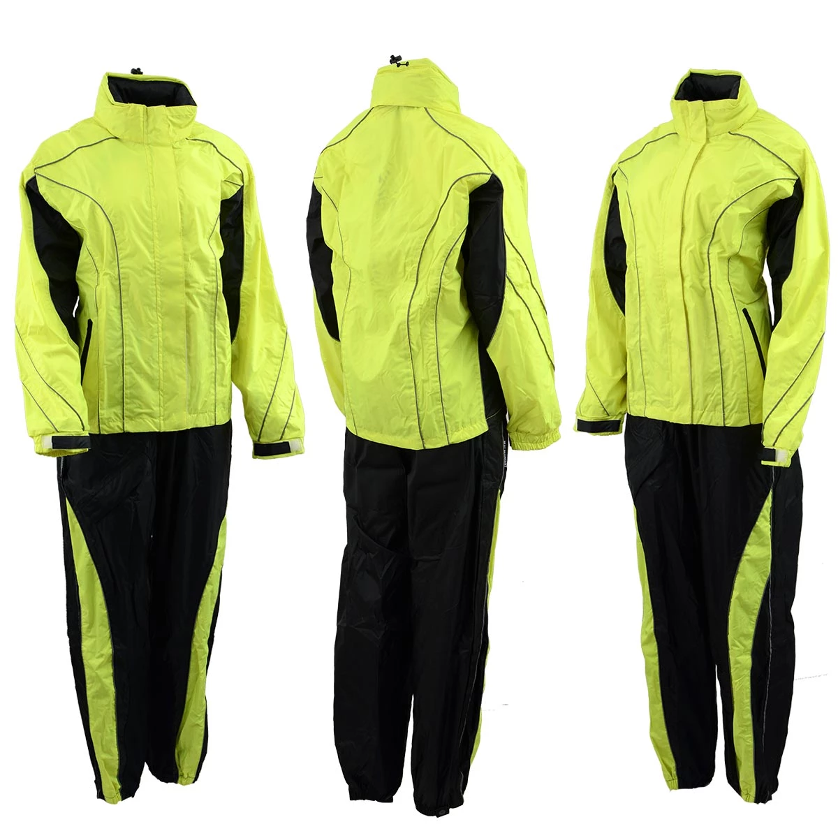 Riding Gear NexGen Men’s XS5021 Neon Green Hi-Viz Hooded Water Proof Rain Suit